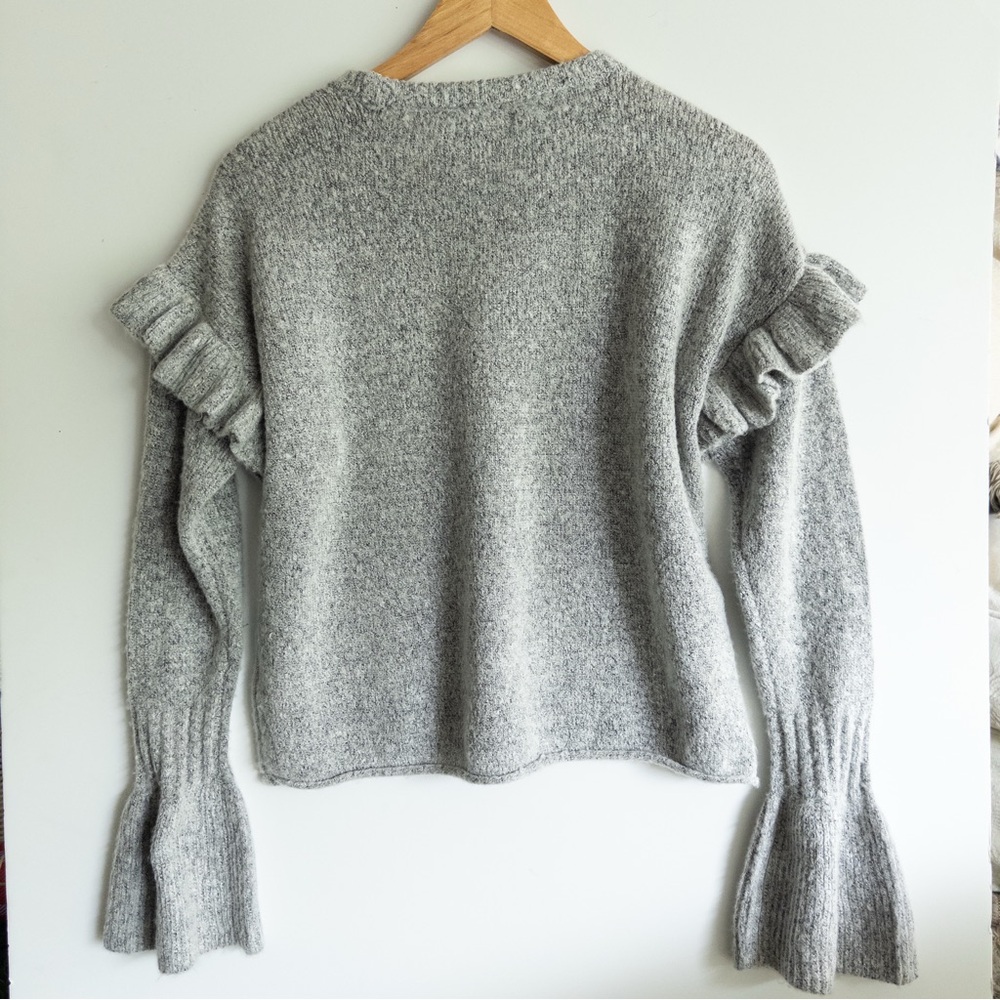 Romeo & Juliet Couture Heather Gray Ruffle Sweater - Picture 3 of 6